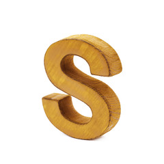 Single sawn wooden letter isolated