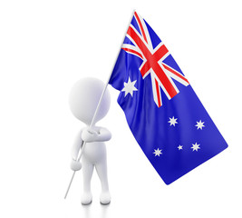 3d White people with a Australia flag.