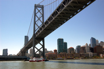 Fototapeta na wymiar Closeup of the San Francisco-Oakland Bay Bridge