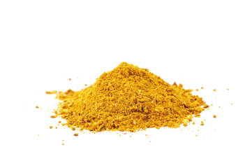 Pile of powdered curry spice isolated