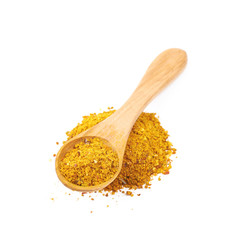 Pile of powdered curry spice isolated
