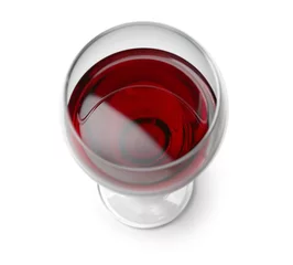 Papier Peint photo autocollant Vin Glass of red wine on white background