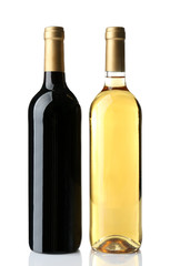 Two bottles of wine isolated on white