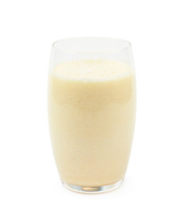 Glass filled with milkshake isolated