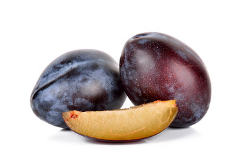 Fresh plum isolated on the white background