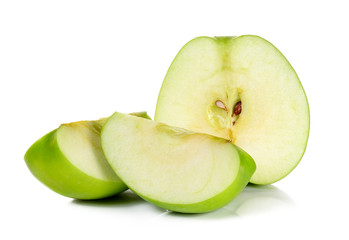 Sliced Green apple isolated on the white background