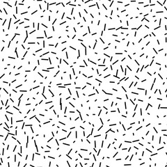 Seamless black, white abstract pattern. Memphis style, 80th. Decorative background