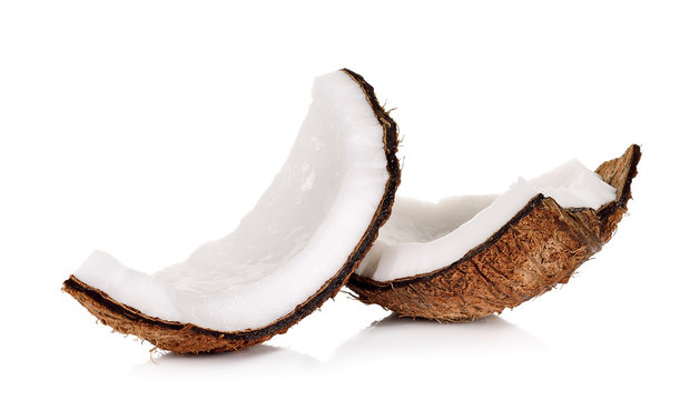 Slice coconut isolated on the white background