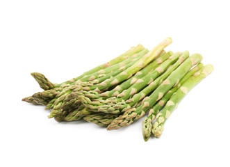 Pile of green asparagus isolated