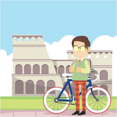 schoolboy cycling to colloseum