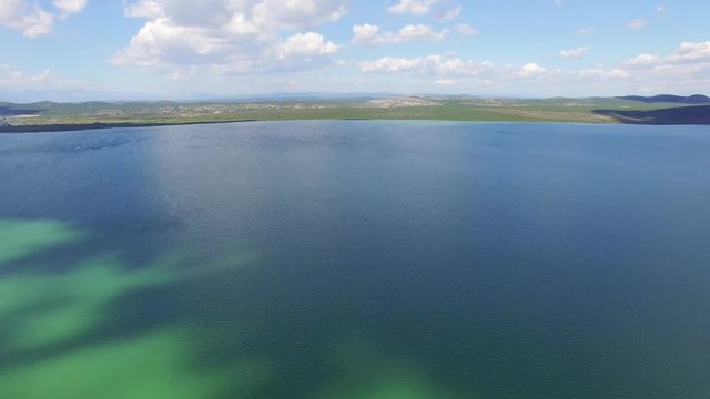 Vransko lake and landscape aerial view, Croatia