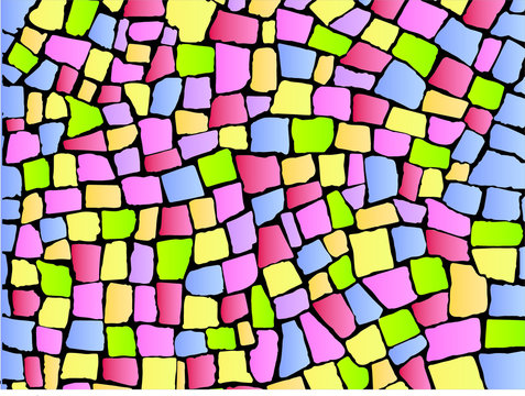 Mosaico de pedras portuguesas em cores