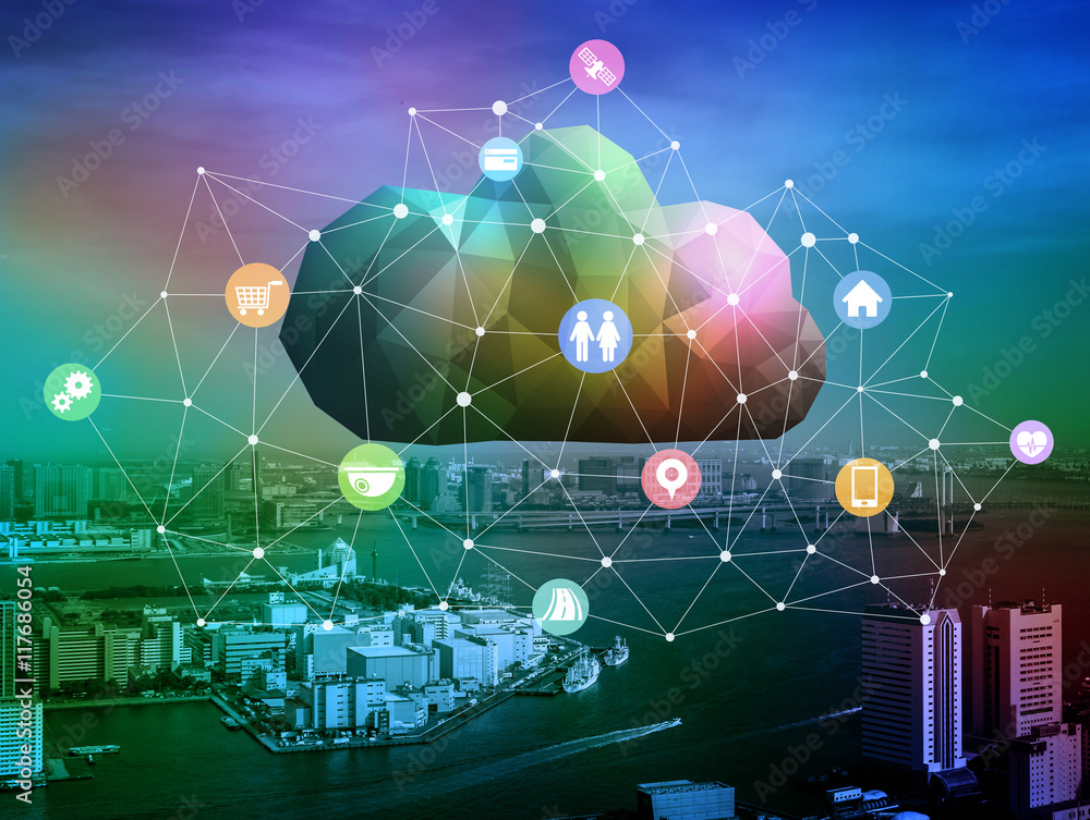 Leinwandbilder cps(cyber physical system) conceptual abstract image visual, cloud computing, internet of things