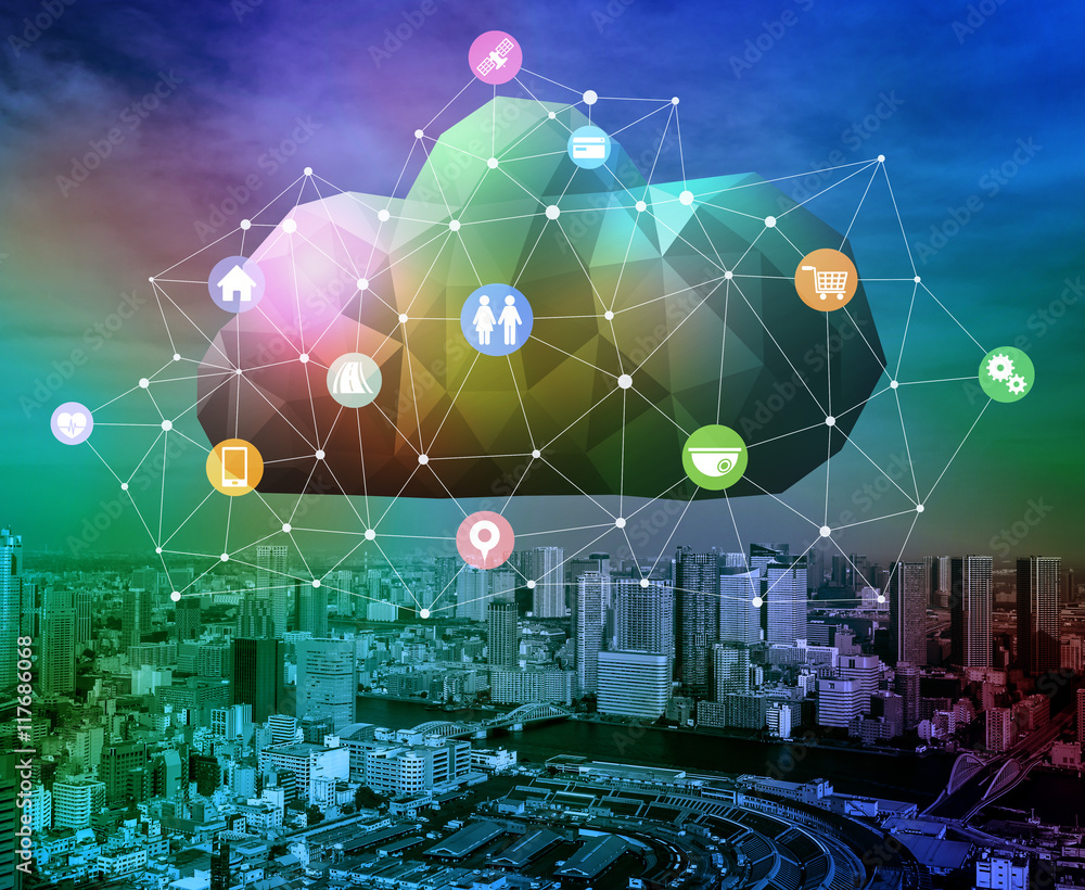 Aufkleber CPS(Cyber Physical System) conceptual abstract image visual, Cloud Computing, Internet of Things