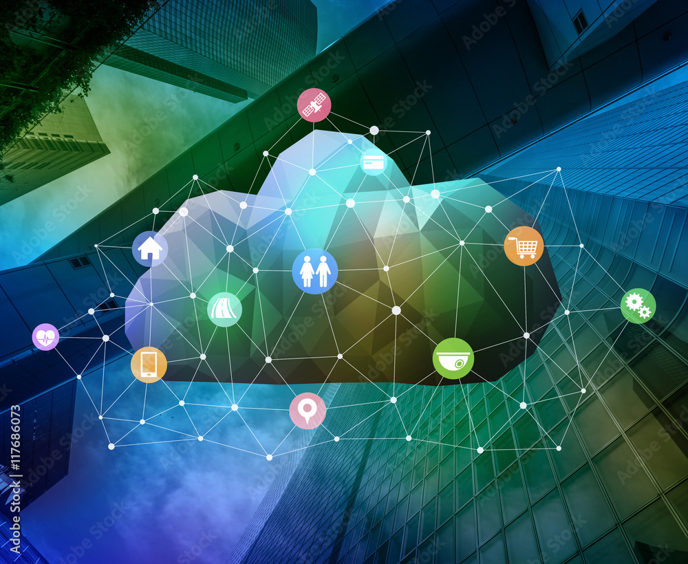Aufkleber CPS(Cyber Physical System) conceptual abstract image visual, Cloud Computing, Internet of Things