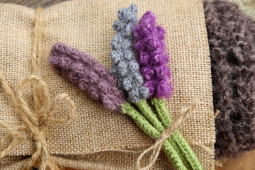 Handmade gift, knitted lavender flower