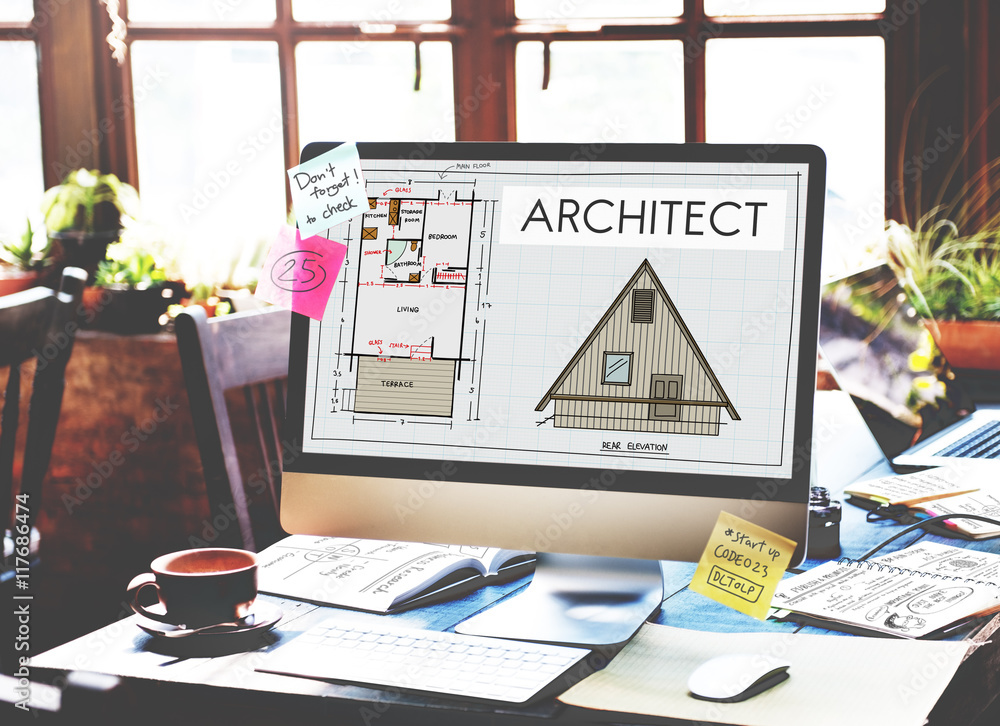 Poster architect architecture design infrastructure construction concep