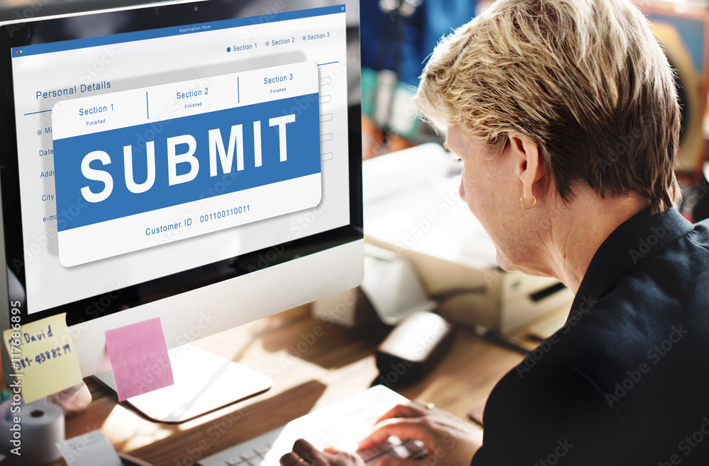 Poster submit application membership register send concept