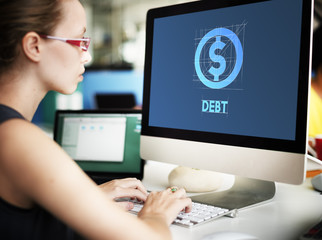 Obraz na płótnie Canvas Debt Financial Money Technology Graphic Concept