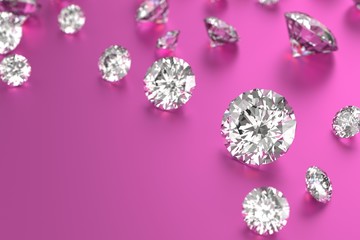 3D rendering Luxury diamonds on pink background