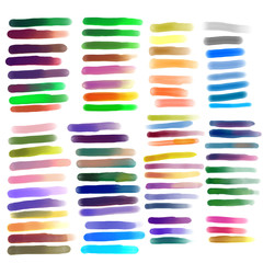 Set of colorful line with watercolor painting on texture paper isolated white background