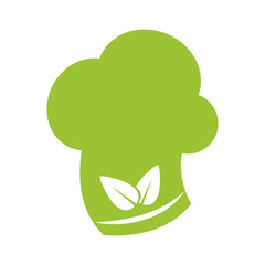 leaf chefs hat product healthy food icon. Isolated and flat illustration. Vector graphic