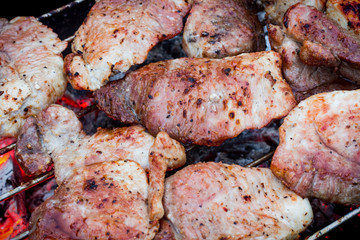 Roast pork on the grill