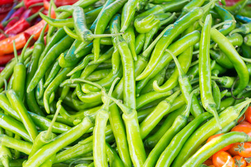 stall of chilli at the market