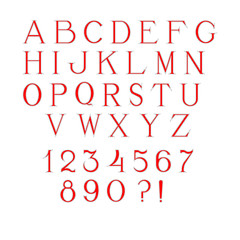 Simple and elegant handcrafted alphabet with red fill
