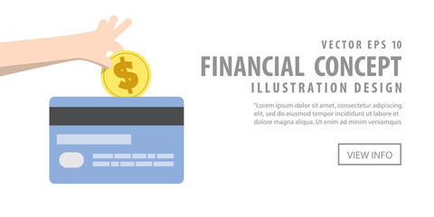 Banner Paying off credit card debt illustration vector. Finance