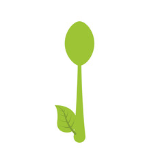 spoon cutlery leaf product green food healthy icon. Isolated and flat illustration. Vector graphic
