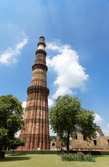 Fototapeta na wymiar Qutub Minar, The Tallest Brick Minaret in the world.