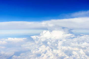 Blue sky with white clouds view from air plane