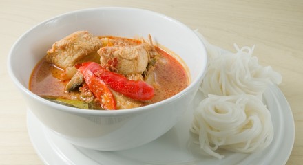 Vegan Red Curry with Thai Rice Vermicelli