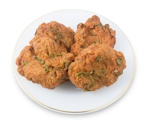 Thai Fish Cakes Served on White Dish