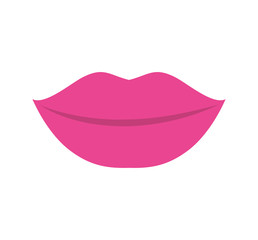 mouth lips pink female smile icon. Isolated and flat illustration. Vector graphic