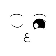 kiss face cartoon expression emotion icon. Isolated and flat illustration. Vector graphic