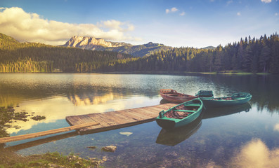 mountain lake ,retro colors, vintage
