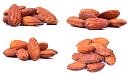 almonds isolated on white background.