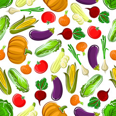 Seamless pattern background of ripe vegetables
