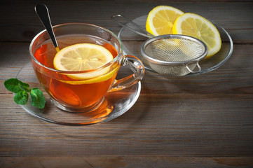 Tea in glass cup