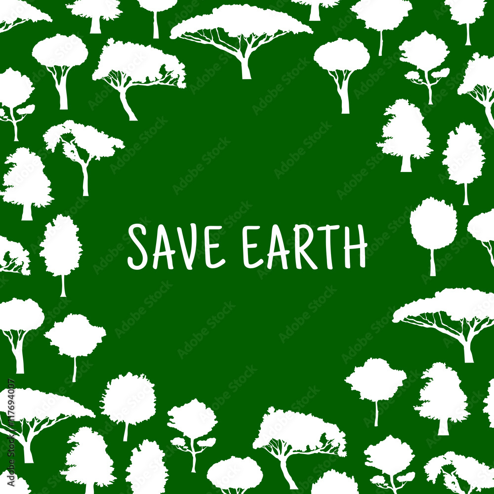 Poster save nature symbol with trees for eco design
