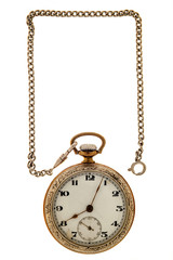 Fototapeta na wymiar Vintage antique pocket watch with chain.
