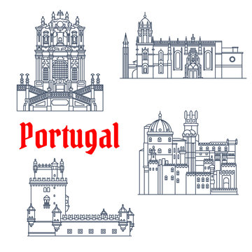 Architectural travel landmarks of Portugal icon