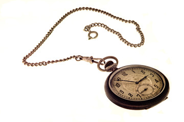 Vintage antique pocket watch with chain.
