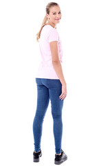 Fototapeta premium Woman turning back and looking at you.