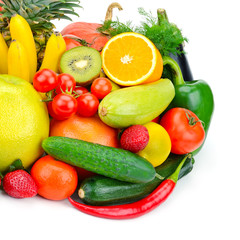 fruits and vegetables isolated on white background