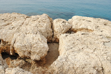 extremely weathered sandstone / cracked rocks on the coast of Cyprus