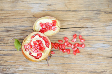 pomegranate on wood table