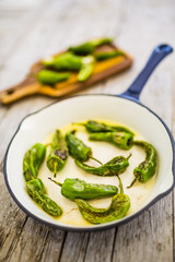 Fried padron peppers 
